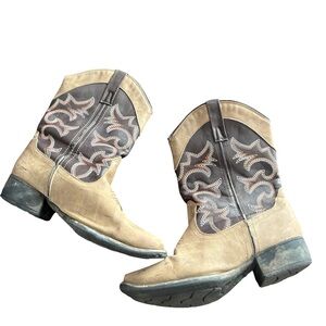 Kids Tan and Brown Western Boots
